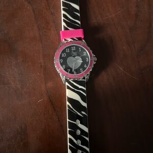 Zebra Print Watch with Pink Accents